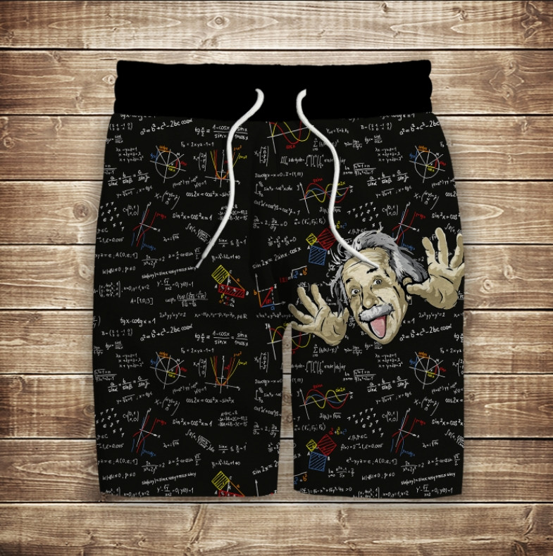 Шорти з 3D принтом на тему: Альберт Ейнштейн ВСІ Розміри