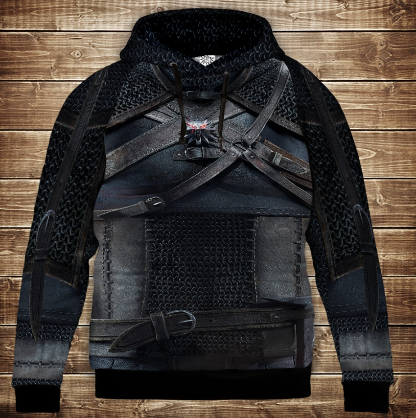 Толстівка з 3D принтом Witcher броня. Дорослі і дитячі розміри ВСІ Розміри Преміум тканина