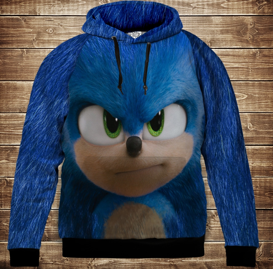 Толстівка з 3D принтом Хїжак Сонік Sonic ВСІ Розміри Преміум тканина