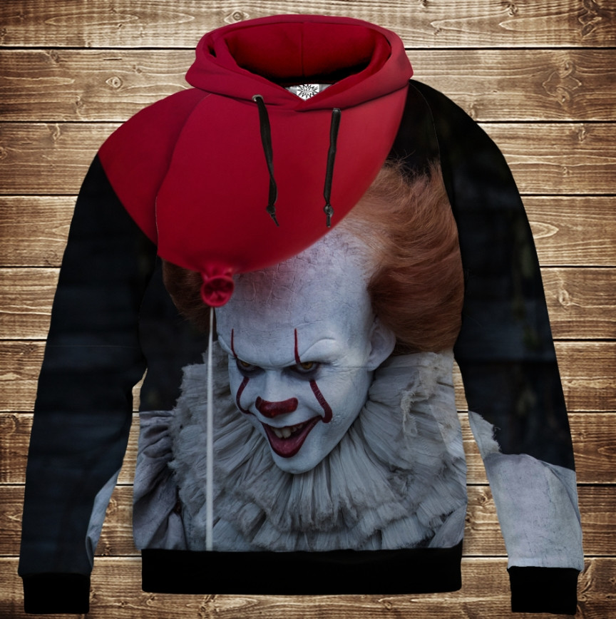 Толстівка з 3D принтом: Воно. пеннівайз. Дитячі і дорослі розміри. ВСІ Розміри Преміум тканина