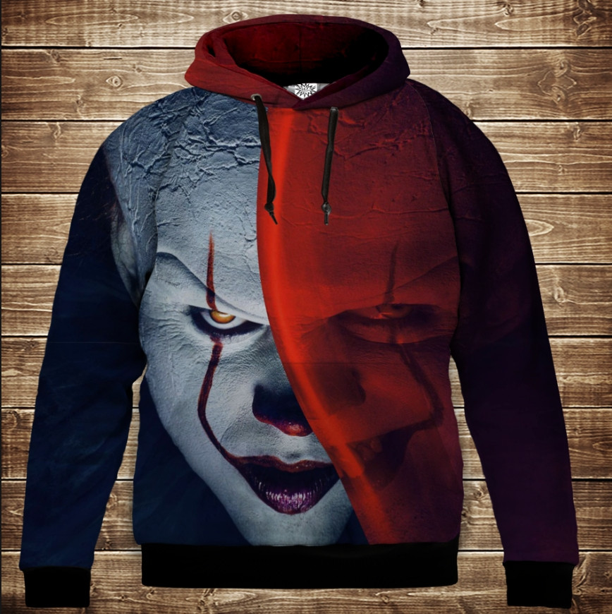 Толстівка з 3D принтом: Воно. пеннівайз. Дитячі і дорослі розміри. ВСІ Розміри Преміум тканина