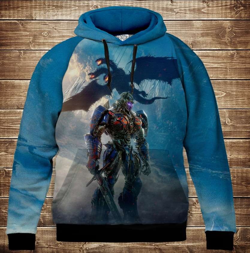 Толстівка 3D Transformers Оптимус Прайм и дракон Дитячі і дорослі розміри ВСІ Розміри Преміум тканина