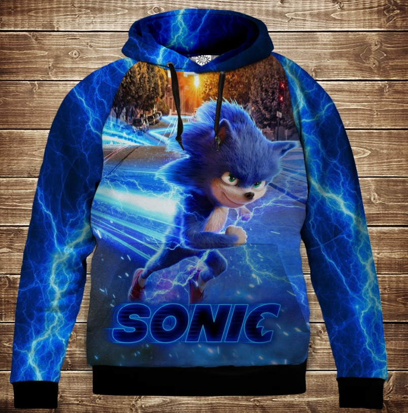Толстівка 3D Соник Sonic Дитячі і дорослі розміри ВСІ Розміри Преміум тканина