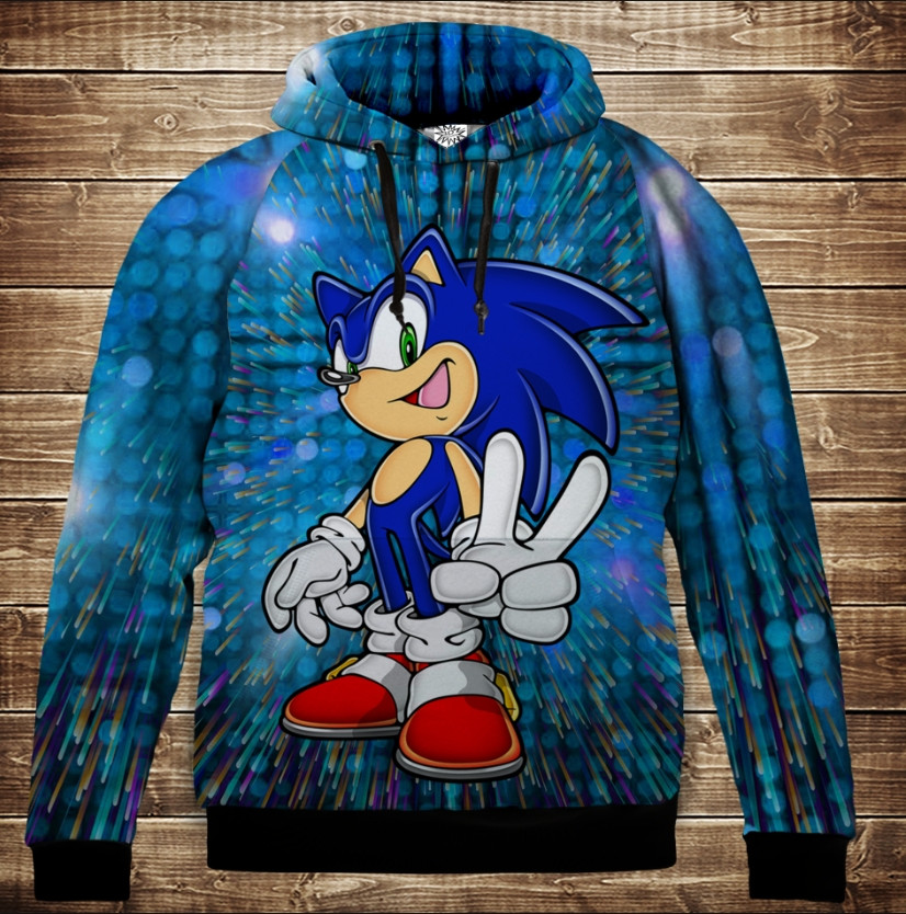 Толстівка 3D Соник Sonic Дитячі і дорослі розміри ВСІ Розміри Преміум тканина