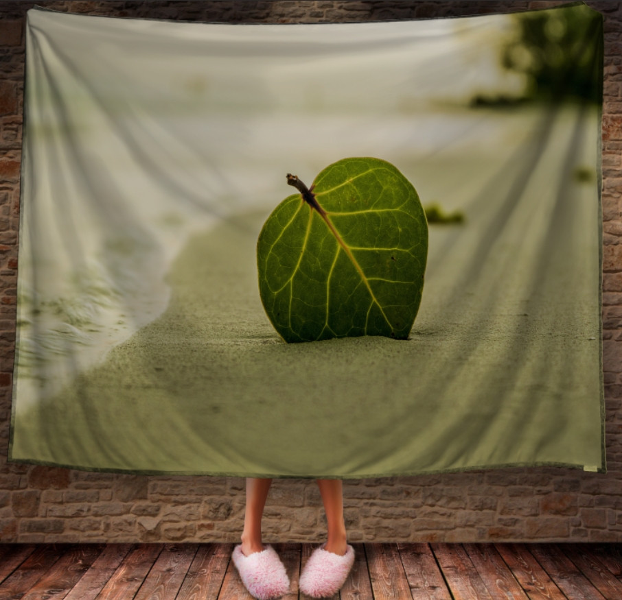 Плед з 3D принтом "Лист на піску". 150х200 см.