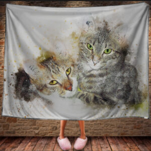 Плед з 3D принтом Акварельні котики на білому фоні 150х200 см.