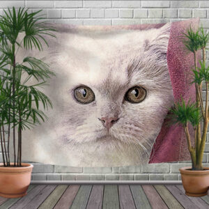 Панно - тапестрі (гобелен) з 3D принтом Киця на рожевому фоні