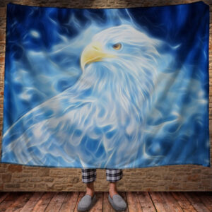 Плед з 3D принтом Білий орел на синьому 150х200 см.