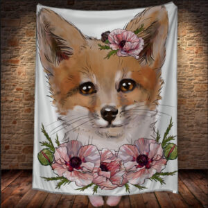 Плед з 3D принтом 1390 Лисеня у квітах 150х200 см.