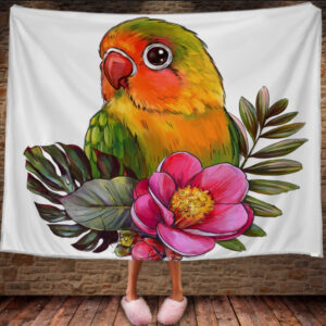 Плед з 3D принтом 1398 Папужка у квітах 150х200 см.