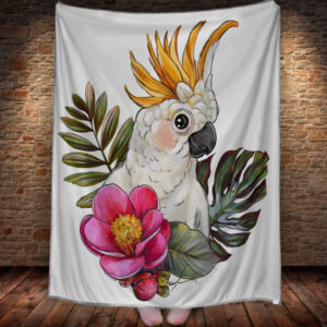 Плед з 3D принтом 1399 Какаду у квітах 150х200 см.