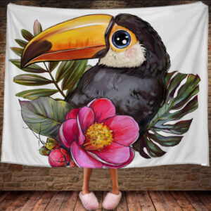 Плед з 3D принтом 1400 Тукан і квіти 150х200 см.