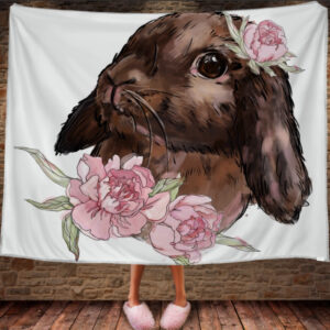 Плед з 3D принтом 1403 Кролик у квітах Символ 2023 150х200 см.