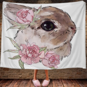 Плед з 3D принтом 1406 Зайка і квіти Символ 2023 150х200 см.