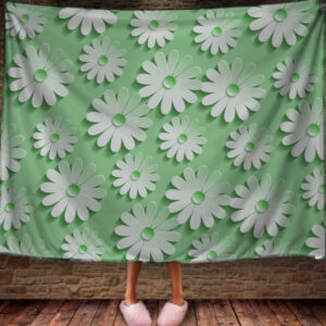 Плед з 3D принтом Білі квіти. 150х200 см.