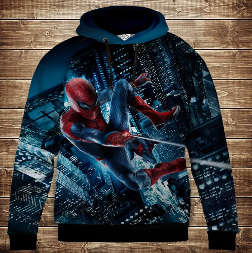 Толстівка з 3D принтом Спайдермен Людина Павук Дитячі і дорослі розміри. ВСІ Розміри Преміум тканина