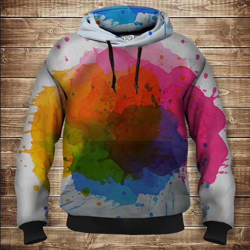 Толстовка унісекс з 3D принтом на тему: Бризки фарби ВСІ Розміри Преміум тканина