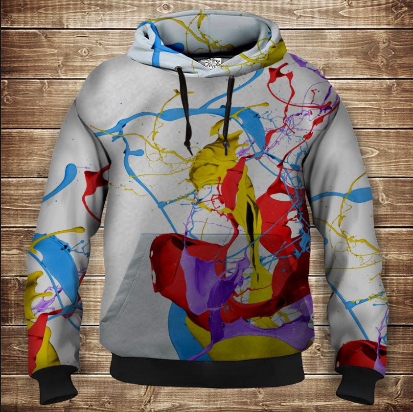 Толстовка унісекс з 3D принтом на тему: Бризки фарби ВСІ Розміри Преміум тканина