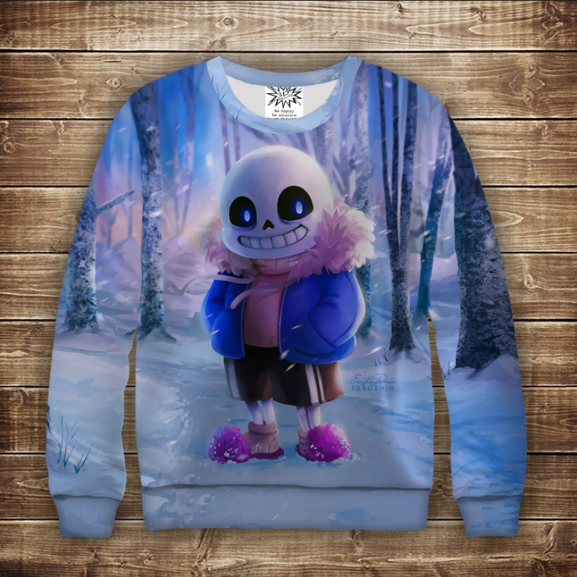 Світшот з 3D принтом Санс у капцях.Undertale. Sans ВСІ Розміри Преміум тканина
