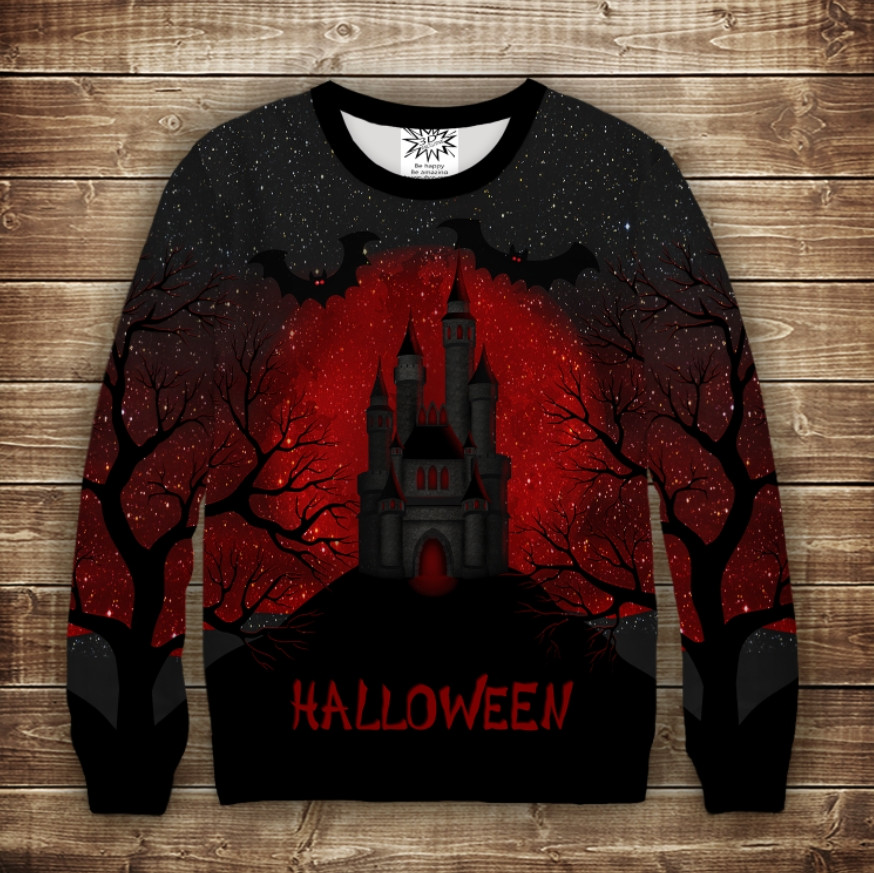 Свитшот с 3D принтом Halloween Хеловін Замок Дракули ВСІ Розміри Преміум тканина