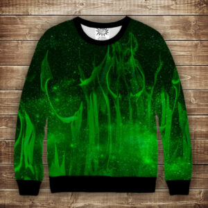 Свитшот с 3D принтом Halloween Хеловін магічний зелений вогонь ВСІ Розміри Преміум тканина