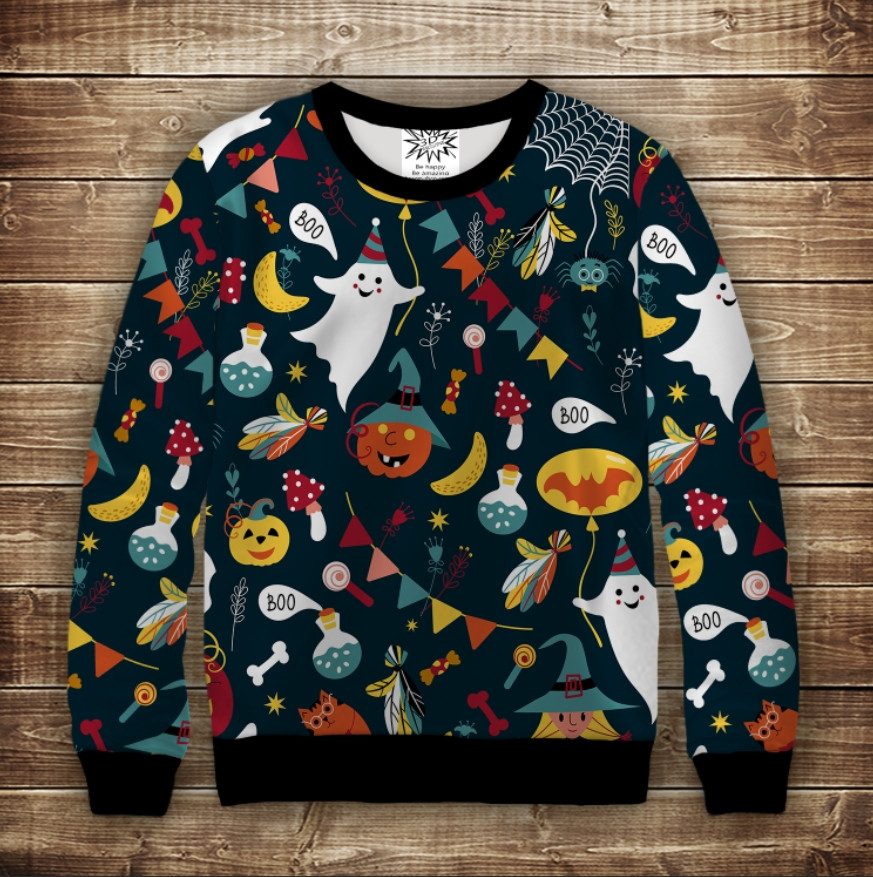Свитшот с 3D принтом Halloween Хеловін Символи свята ВСІ Розміри Преміум тканина