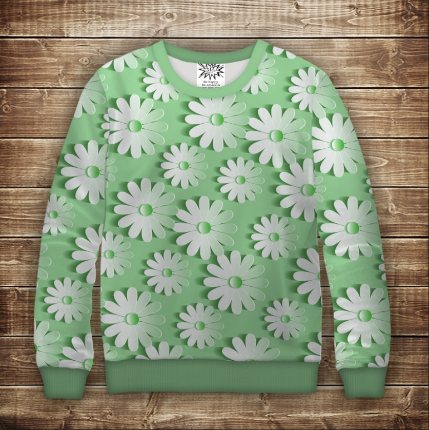 Світшот з 3D принтом Квіти ВСІ Розміри Преміум тканина