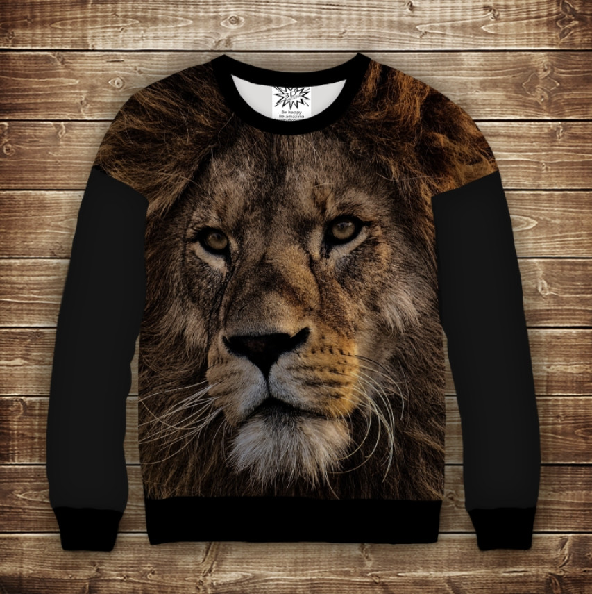 Світшот з 3D принтом Лев ВСІ Розміри Преміум тканина