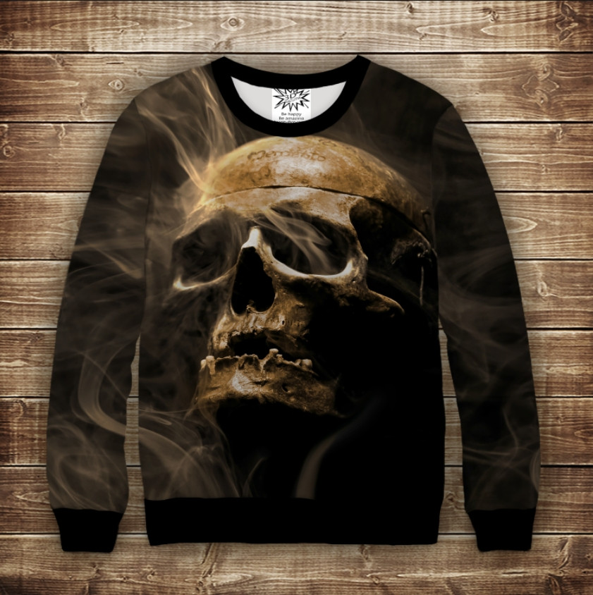 Світшот з 3D принтом Череп в диму ВСІ Розміри Преміум тканина