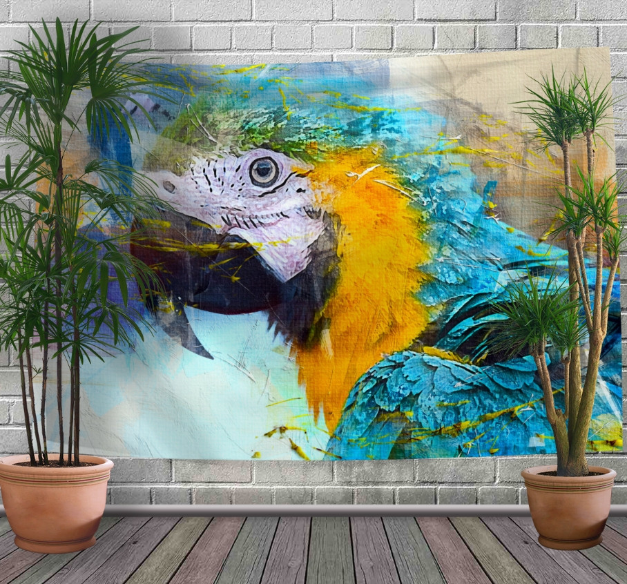 Панно - тапестри (гобелен) с 3D принтом Попуга Ара