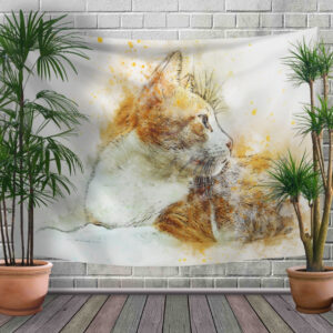 Панно - тапестри (гобелен) с 3D принтом Біло-рудий кіт
