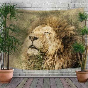 Панно - тапестри (гобелен) с 3D принтом Лев