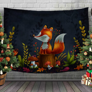 Панно - тапестри (гобелен) с 3D принтом Лисичка на пеньку