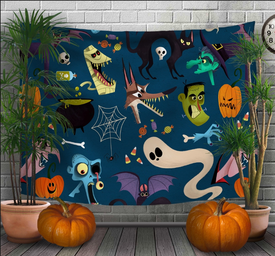 Панно - тапестри (гобелен) с 3D принтом Halloween. Хелловін