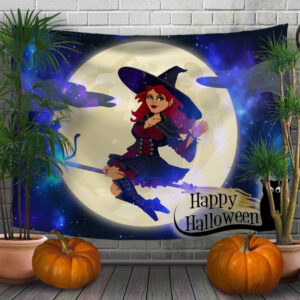 Панно - тапестри (гобелен) с 3D принтом Halloween. Хелловін.Відьма