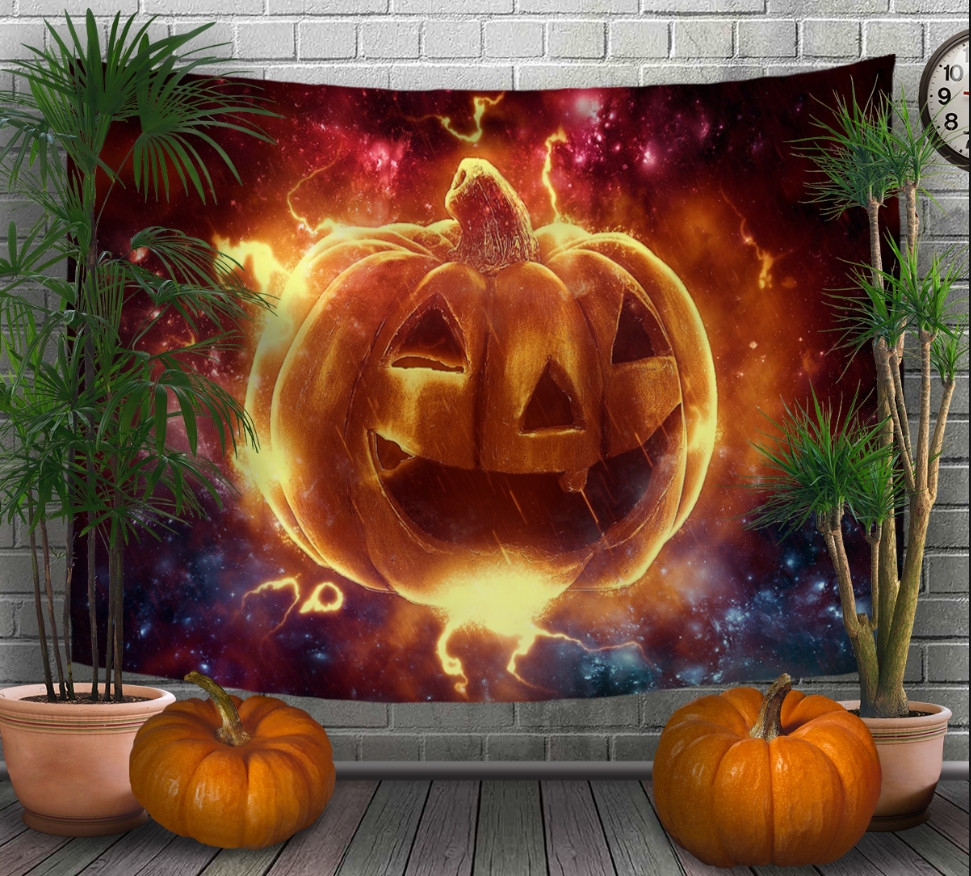 Панно - тапестри (гобелен) с 3D принтом Halloween. Хелловін. Гарбуз.