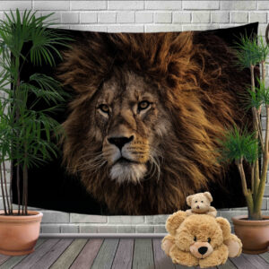 Панно - тапестри (гобелен) с 3D принтом Лев