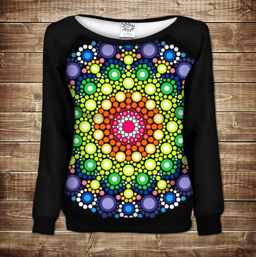 Жіночий світшот-реглан з 3D принтом на тему: Мандала ВСІ Розміри Преміум тканина