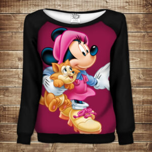 Жіночий світшот-реглан з 3D принтом на тему: Міні та руде кошеня ВСІ Розміри Преміум тканина