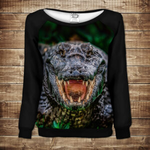Жіночий світшот-реглан з 3D принтом на тему: Крокодил ВСІ Розміри Преміум тканина