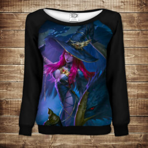 Жіночий світшот-реглан з 3D принтом на тему:Witch Scroll Fantasy Art. Сувій Відьми ВСІ Розміри Преміум тканина