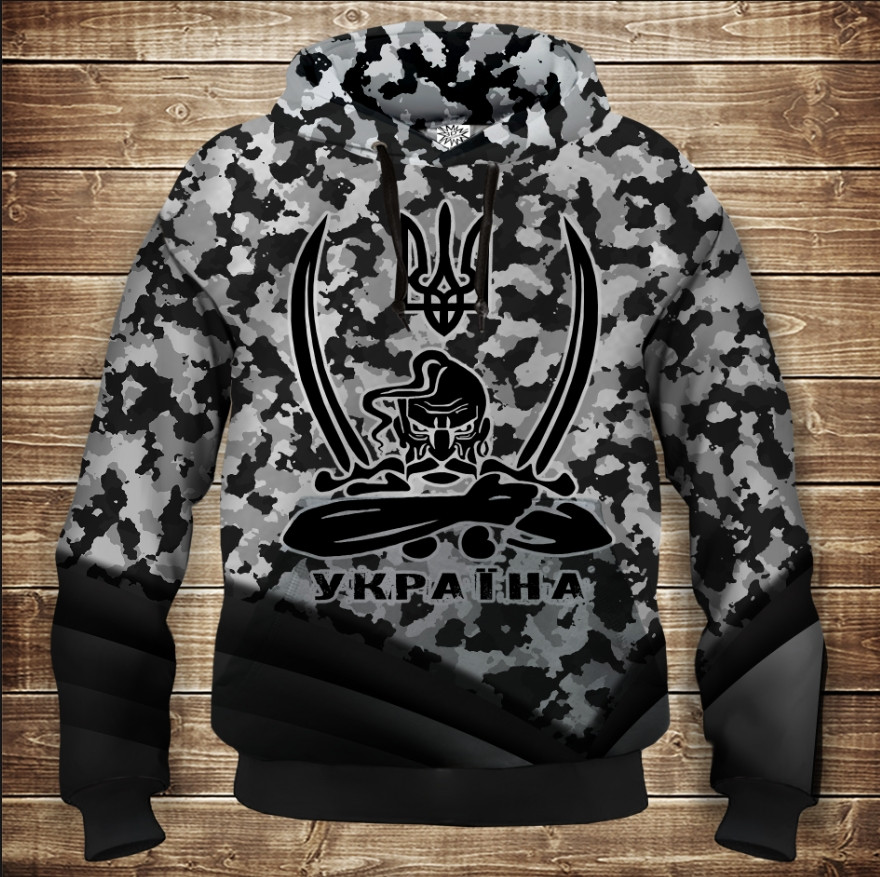 Толстовка унісекс з 3D принтом на тему: Воїн патріот Україна ВСІ Розміри Преміум тканина