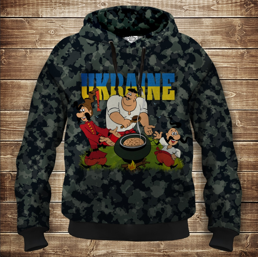 Толстівка з 3D принтом: Три козака з мультика Україна Дитячі і дорослі розміри. ВСІ Розміри Преміум тканина