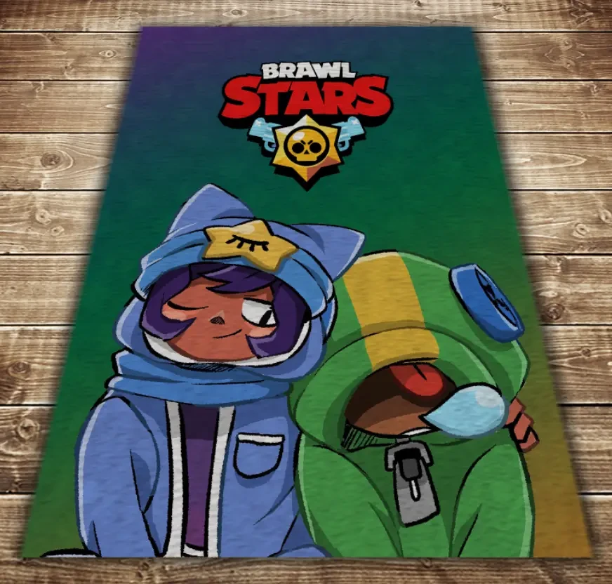 Плед з 3D принтом-Бравл Старс Леон і Сенді 150х200 см.