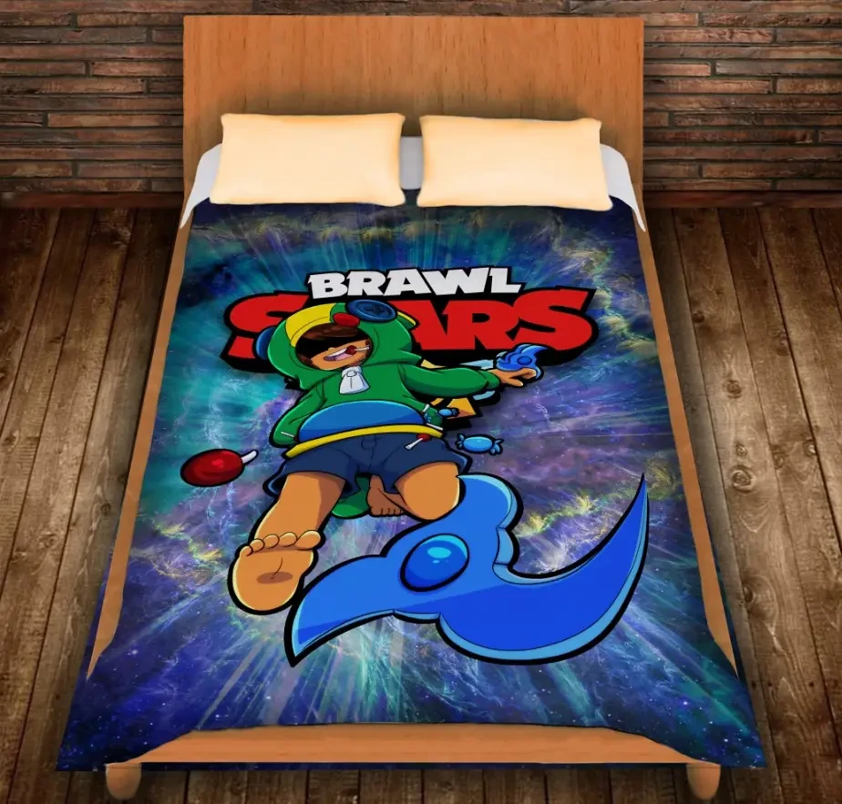 Плед з 3D принтом-Бравл Старс Леон і спінер 150х200 см.