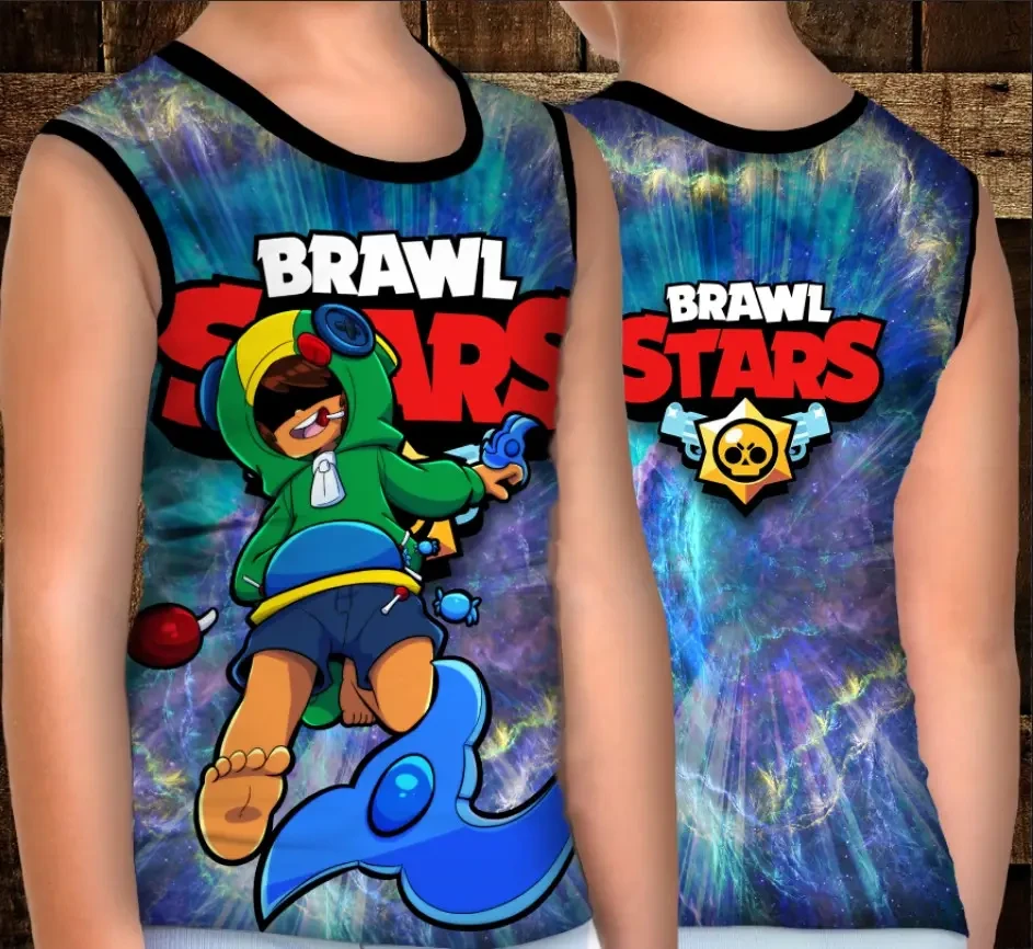 Майка хуліганка з 3D принтом: Леон і спінер. Бравл Старс ВСІ Розміри Преміум тканина