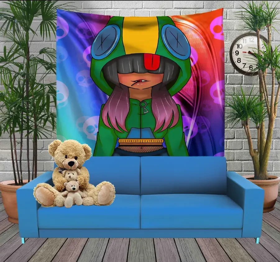 Панно тапестрі (гобелен)з 3D з принтом Бравл Старс Дівчина Леона