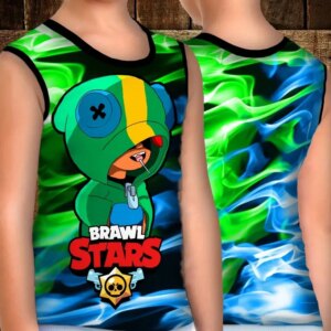 Майка хуліганка з 3D принтом: Леон Кольоровий стиль. Бравл Старс ВСІ Розміри Преміум тканина