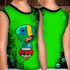 Майка хуліганка з 3D принтом: Леон Черепи. Бравл Старс ВСІ Розміри Преміум тканина