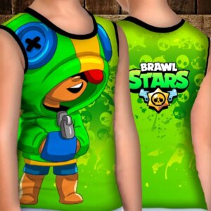 Майка хуліганка з 3D принтом: Леон Обличчя. Бравл Старс ВСІ Розміри Преміум тканина